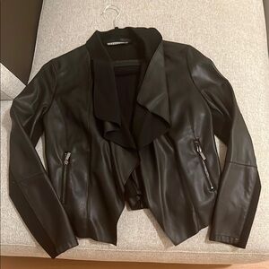 Bagatelle Black Leather Moto Jacket with Asymmetrical Design